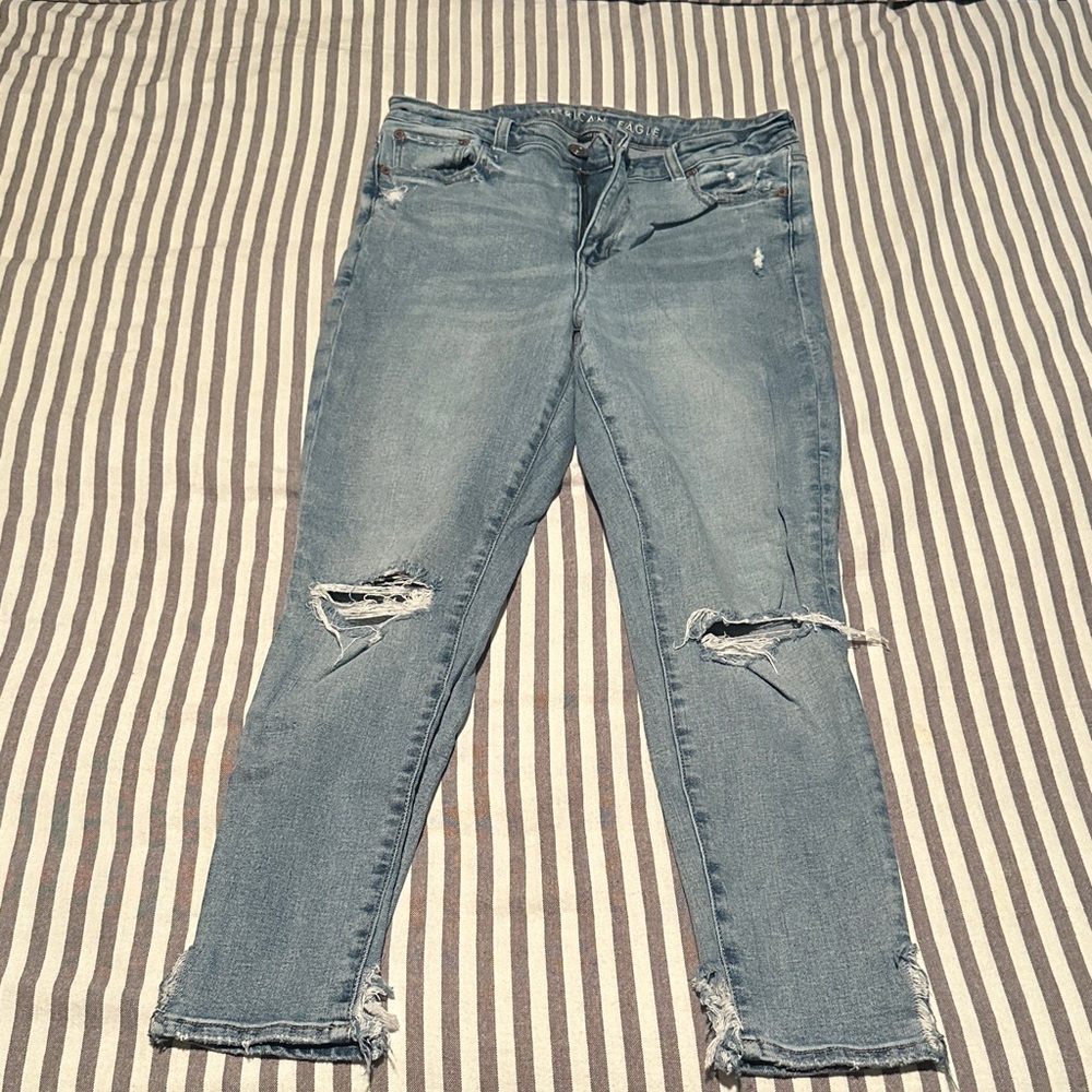 American Eagle Outfitters Light Blue Distressed Skinny Jeans